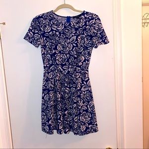 Blue and White Floral Mini Dress